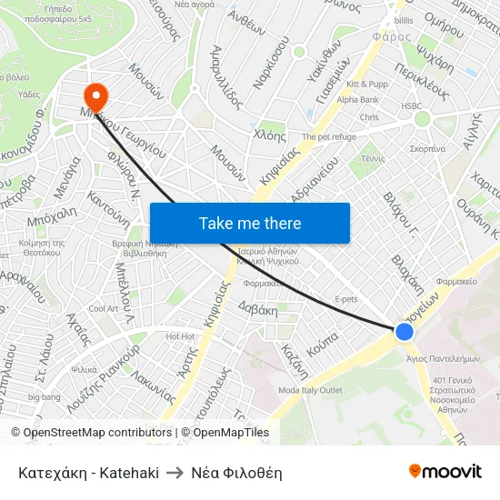 Κατεχάκη - Katehaki to Νέα Φιλοθέη map