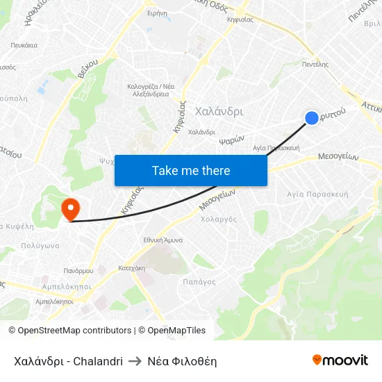 Χαλάνδρι - Chalandri to Νέα Φιλοθέη map