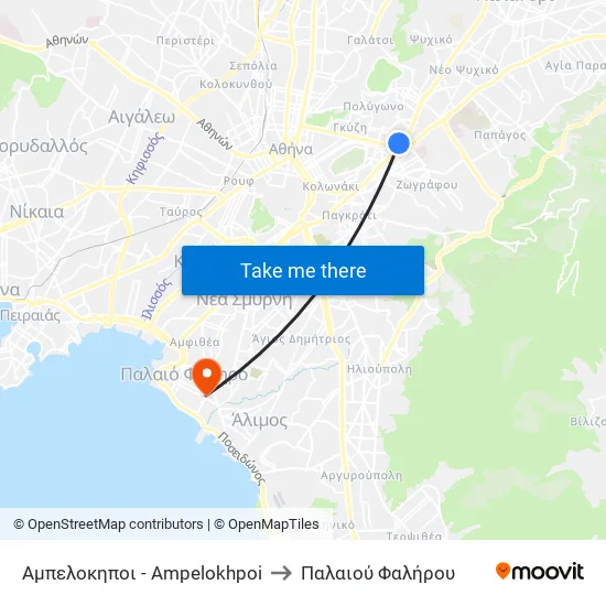 Αμπελοκηποι - Ampelokhpoi to Παλαιού Φαλήρου map