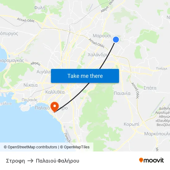 Στροφη to Παλαιού Φαλήρου map