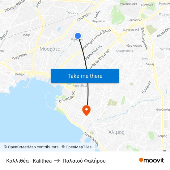 Καλλιθέα - Kalithea to Παλαιού Φαλήρου map