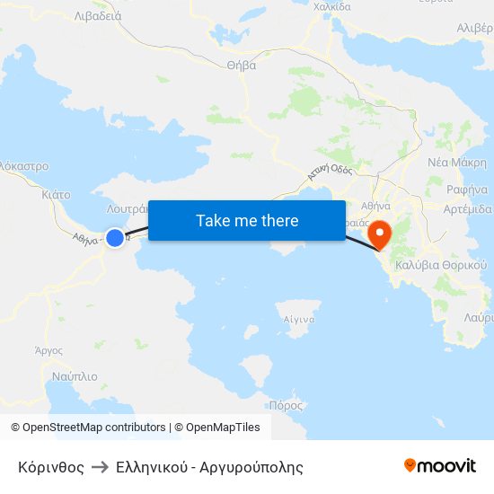 Κόρινθος to Ελληνικού - Αργυρούπολης map