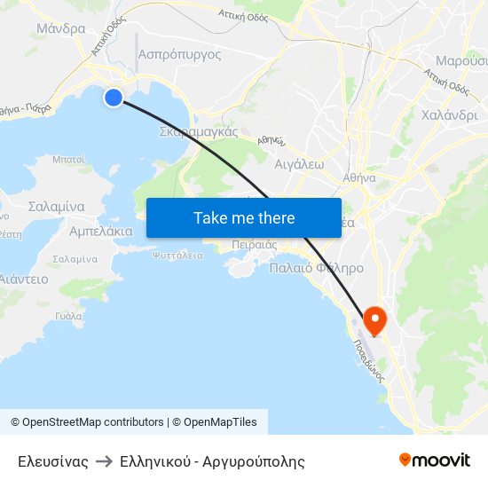 Ελευσίνας to Ελληνικού - Αργυρούπολης map