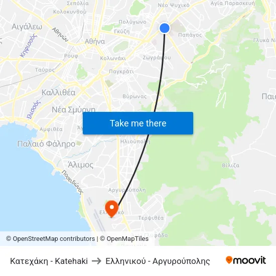 Κατεχάκη - Katehaki to Ελληνικού - Αργυρούπολης map
