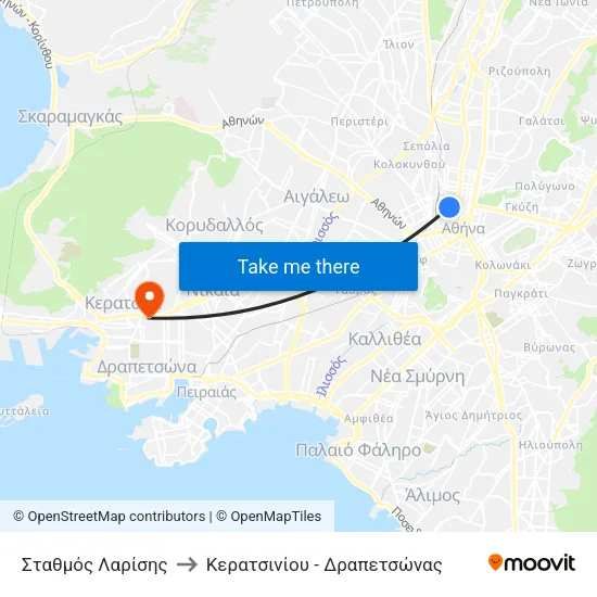 Σταθμός Λαρίσης to Κερατσινίου - Δραπετσώνας map