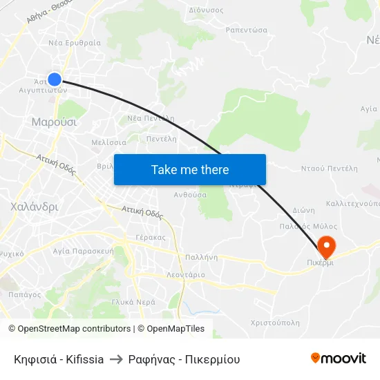 Κηφισιά - Kifissia to Ραφήνας - Πικερμίου map