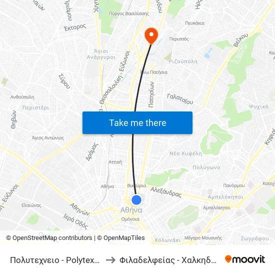 Πολυτεχνειο - Polytexneio to Φιλαδελφείας - Χαλκηδόνος map