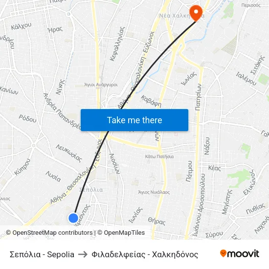 Σεπόλια - Sepolia to Φιλαδελφείας - Χαλκηδόνος map