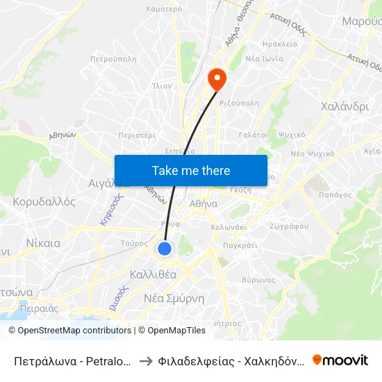 Πετράλωνα - Petralona to Φιλαδελφείας - Χαλκηδόνος map