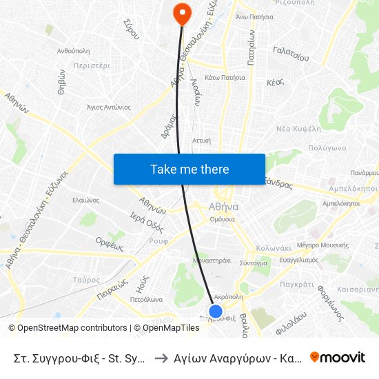 Στ. Συγγρου-Φιξ - St. Syggrou-Fix to Αγίων Αναργύρων - Καματερού map