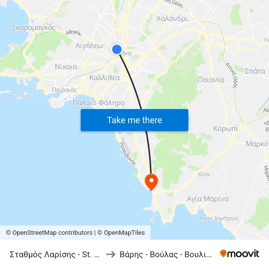 Σταθμός Λαρίσης - St. Larissis to Βάρης - Βούλας - Βουλιαγμένης map