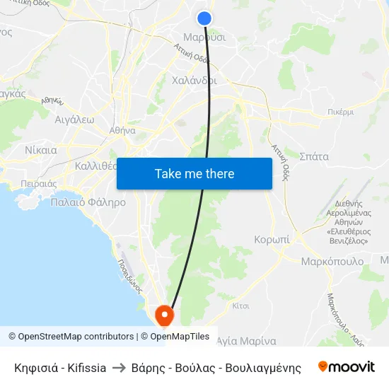 Κηφισιά - Kifissia to Βάρης - Βούλας - Βουλιαγμένης map