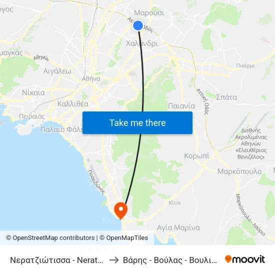 Νερατζιώτισσα - Neratziotissa to Βάρης - Βούλας - Βουλιαγμένης map