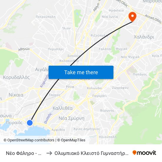 Νέο Φάληρο - Neo Faliro to Ολυμπιακό Κλειστό Γυμναστήριο Νίκος Γκάλης map