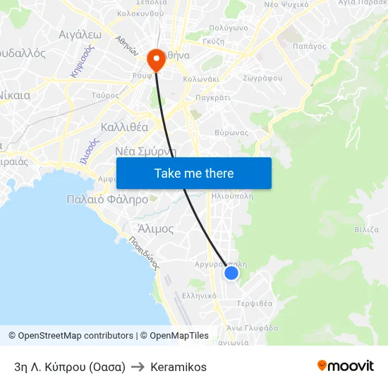 3rd Cyprus Ave (OASA) to Keramikos map