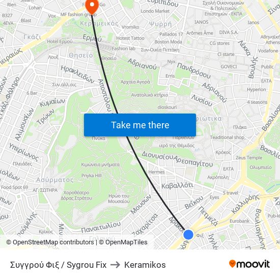 Συγγρού Φιξ / Sygrou Fix to Keramikos map