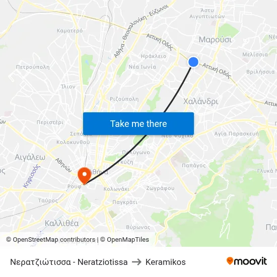Neratziotissa to Keramikos map