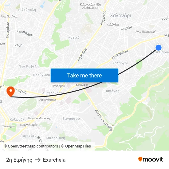2nd Eirinis to Exarcheia map