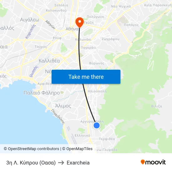 3rd Cyprus Ave (OASA) to Exarcheia map