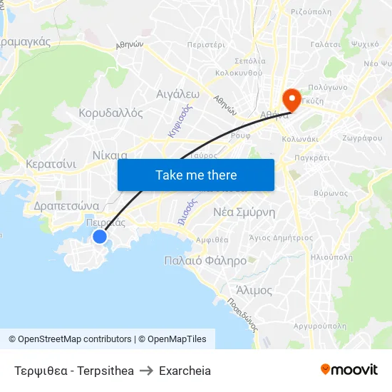 Terpsithea to Exarcheia map