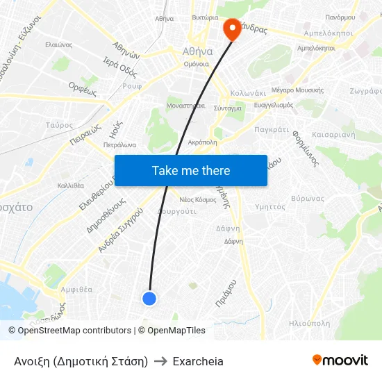 Anoixi (Municipal Stop) to Exarcheia map