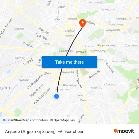 Aegean (Municipal Stop) to Exarcheia map