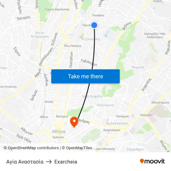 Saint Anastasia to Exarcheia map