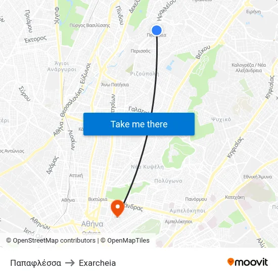 Papaflessas to Exarcheia map