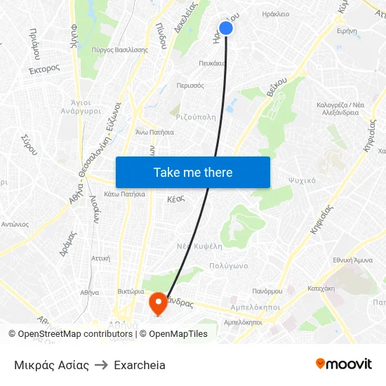 Mikras Asias to Exarcheia map