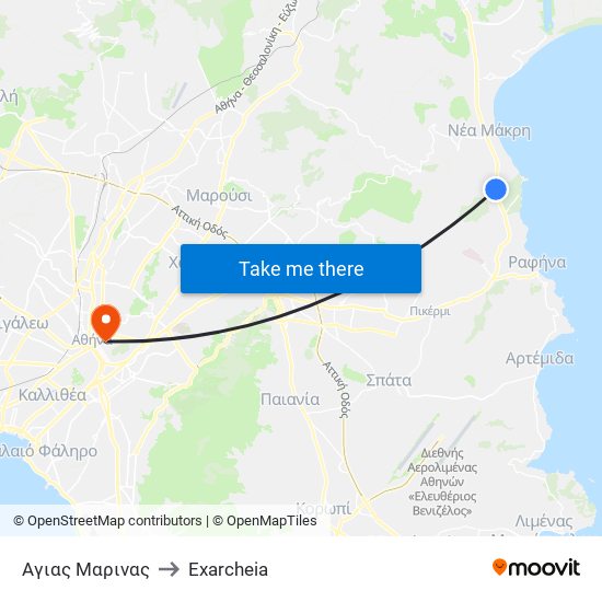 Αγιας Μαρινας to Exarcheia map