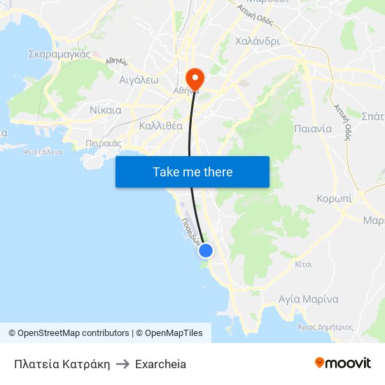 Πλατεία Κατράκη to Exarcheia map