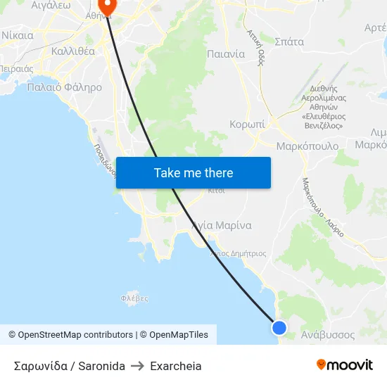 Saronida to Exarcheia map
