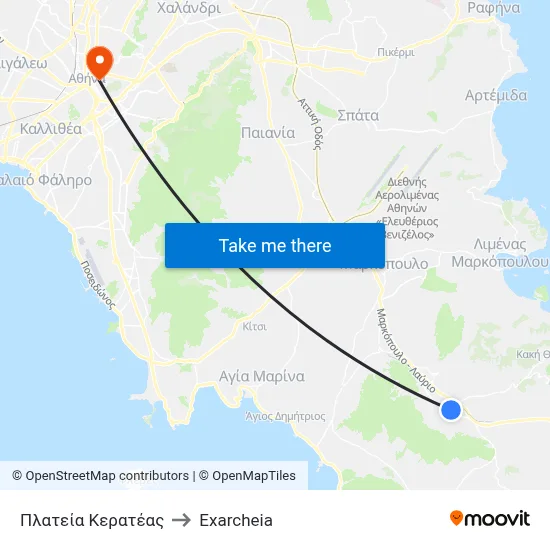 Keratea Square to Exarcheia map