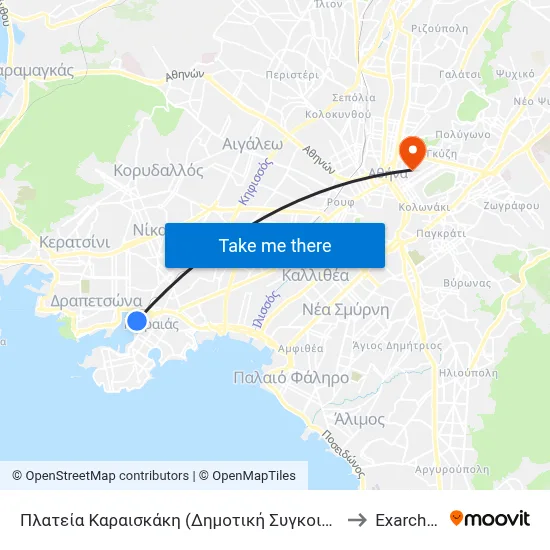 Karaiskaki Square (Municipal Transit) to Exarcheia map