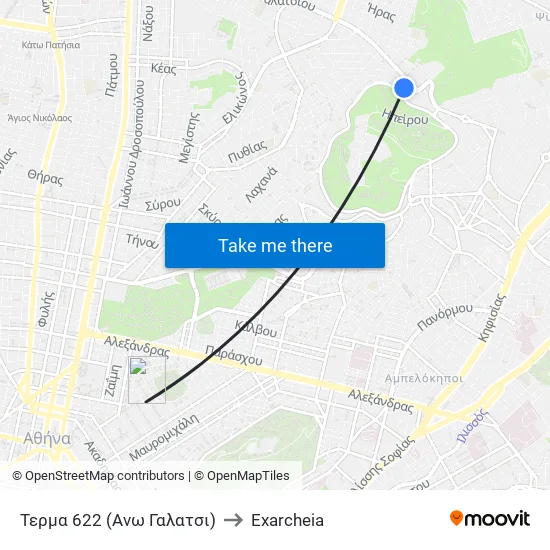 Τερμα 622 (Ανω Γαλατσι) to Exarcheia map