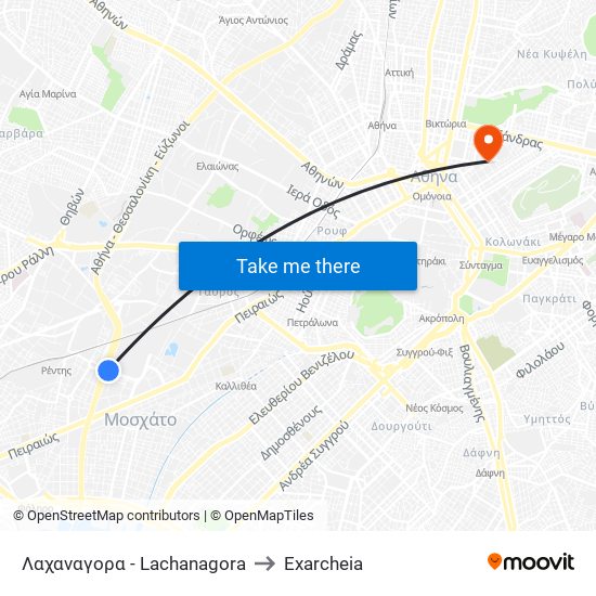 Λαχαναγορα - Lachanagora to Exarcheia map