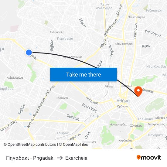 Πηγαδακι - Phgadaki to Exarcheia map
