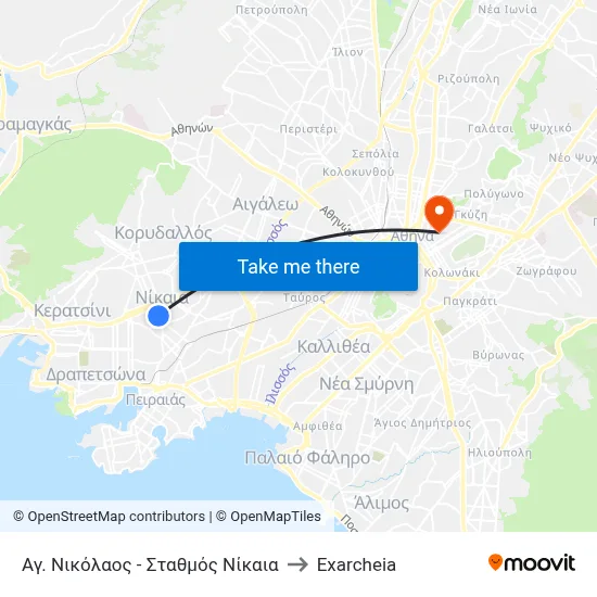 St. Nicholas - Nikaia Station to Exarcheia map