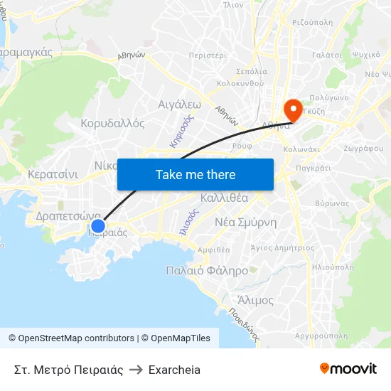 Piraeus Metro Station to Exarcheia map