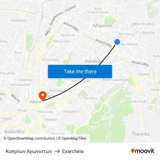 Cyprian Fighters Street to Exarcheia map