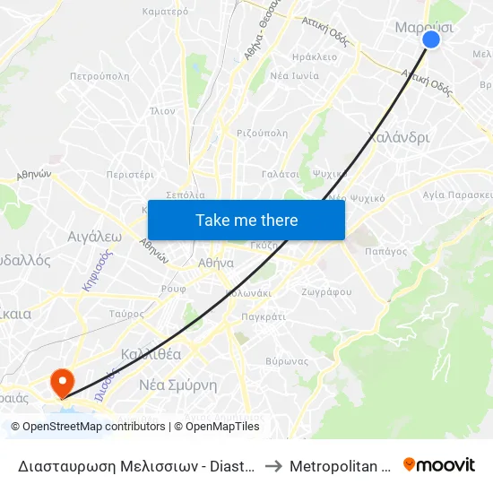 Διασταυρωση Μελισσιων - Diastayrosi Melission to Metropolitan Hospital map
