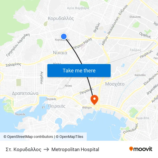 Στ. Κορυδαλλος to Metropolitan Hospital map