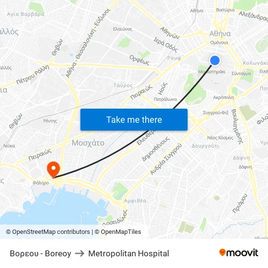 Βορεου - Boreoy to Metropolitan Hospital map