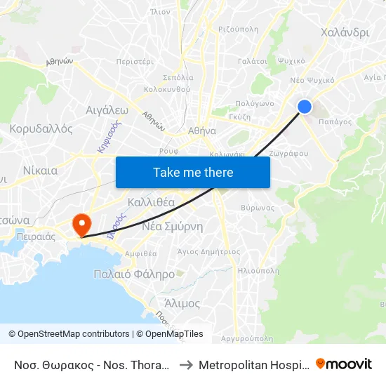 Νοσ. Θωρακος - Nos. Thorakos to Metropolitan Hospital map