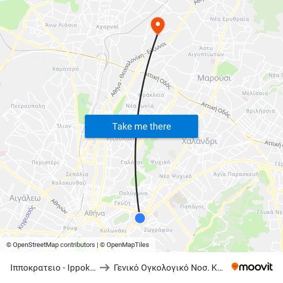 Ιπποκρατειο - Ippokrateio to Γενικό Ογκολογικό Νοσ. Κηφισιάς map