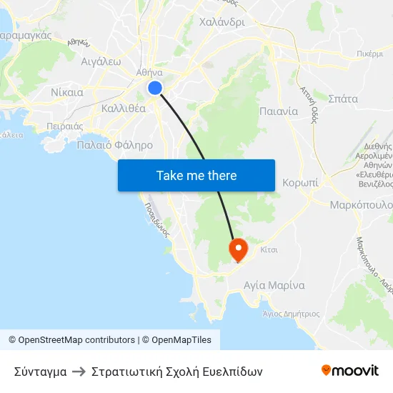 Syntagma to Military School of Evelpidon map