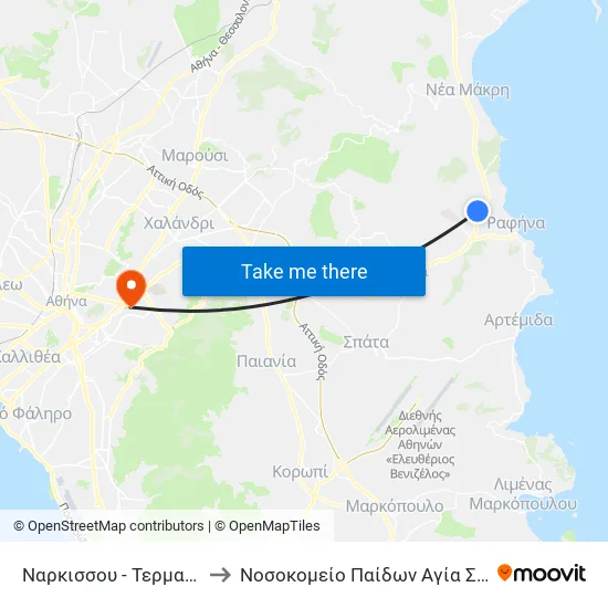 Narcissus - Terminal 314 to Children's Hospital Agia Sophia map