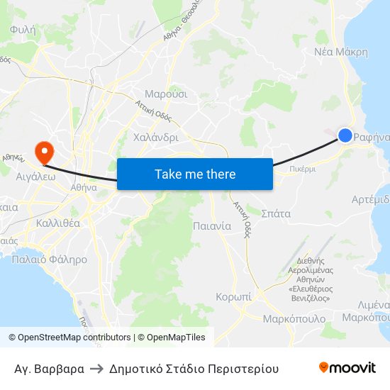 Αγ. Βαρβαρα to Δημοτικό Στάδιο Περιστερίου map