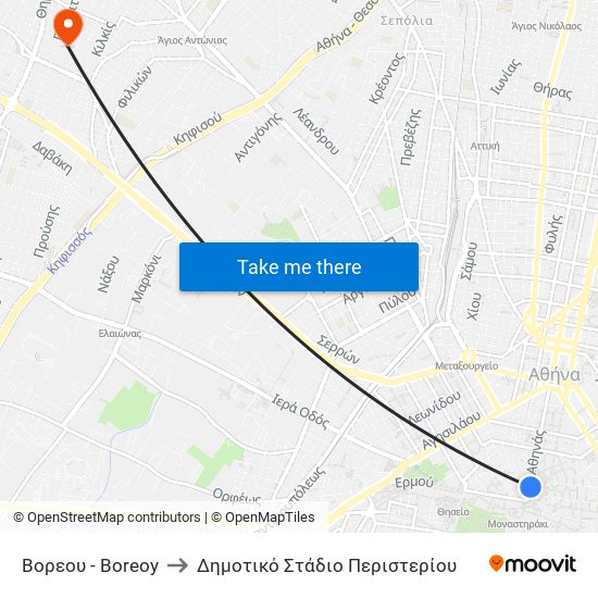 Βορεου - Boreoy to Δημοτικό Στάδιο Περιστερίου map