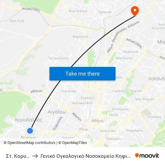 Στ. Κορυδαλλος to General Oncology Hospital of Kifissia Saints Anargyroi map